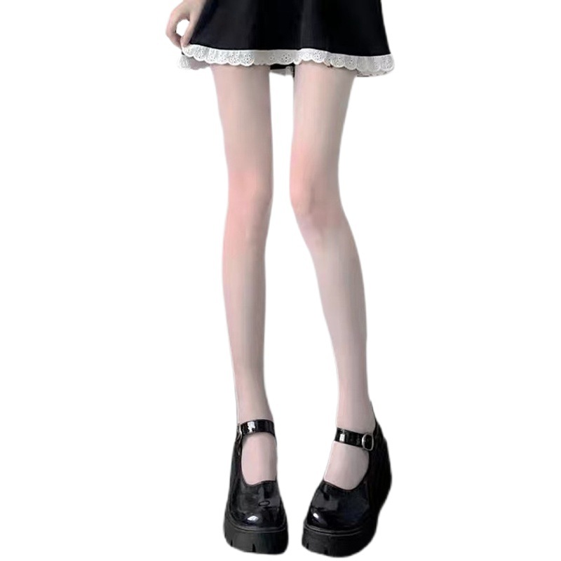 in stock Japanese White Pantyhose Spring and Summer Thin Black Silk Stockings Lolita Lolita Sweet JK Socks for Women