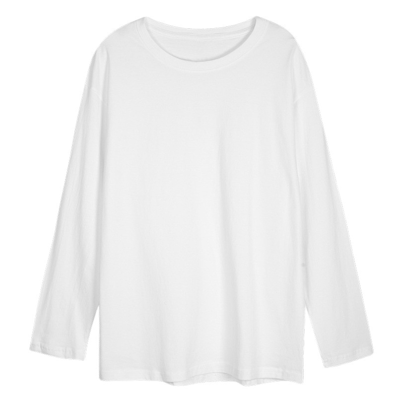White T-Shirt for Women 2025 Autum New Loose Inner Layering Shirt Long-Sleeved Student Versatile Top Women's Clothing Trbottomy