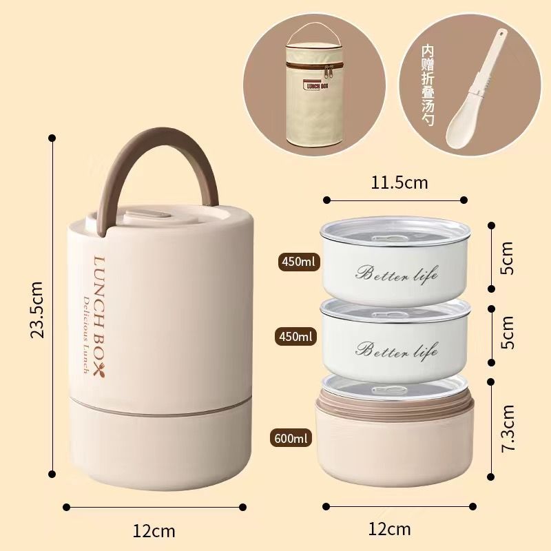 Picture of 316 stainless steel multi-layer insulation lunch box office workers rice bucket portable insulation bucket ultra-long insulation can enter the microwave oven