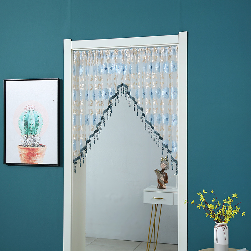 Picture of American Style Light Luxury Pendant Gauze Curtain Non-perforated Door Curtain Embroidered Half Triangle Curtain New Style Bedroom Entrance Partition Decoration