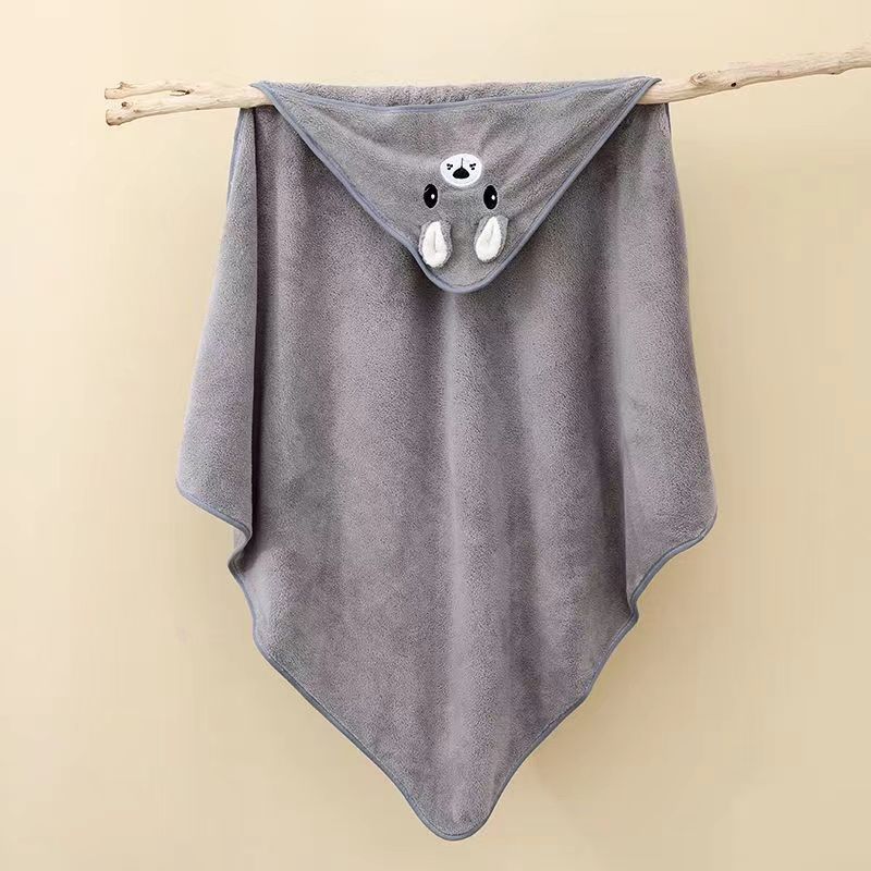 Picture of Baby Blanket Coral Fleece Embroidered Cartoon Hooded Bath Towel Kick-proof Cloak Newborn Baby's Cloak Travel Cloak