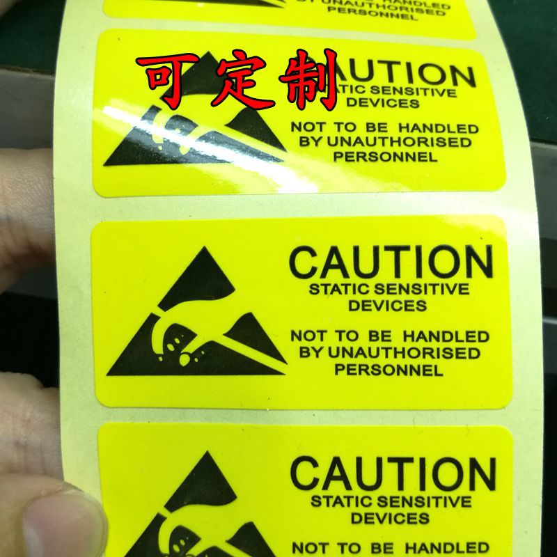 Picture of Warning Label Anti-Static English Letters 55X25Mm Tear-Resistant High Temperature Resistant Waterproof