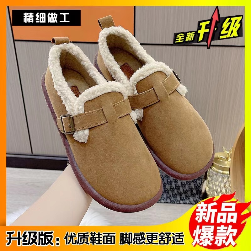 Picture of Women's Winter Trendy Versatile Birkenstock-Style Slip-On Soft-Soled Slippers Non-Slip Loafers Wholesale