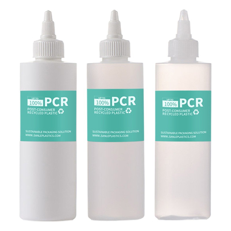 Sanle Factory Customized Plastic Bottle pcr Material Environmentally Friendly Recyclable Flat Shoulder Round Shoulder Cylindrical Empty Bottle Bottled