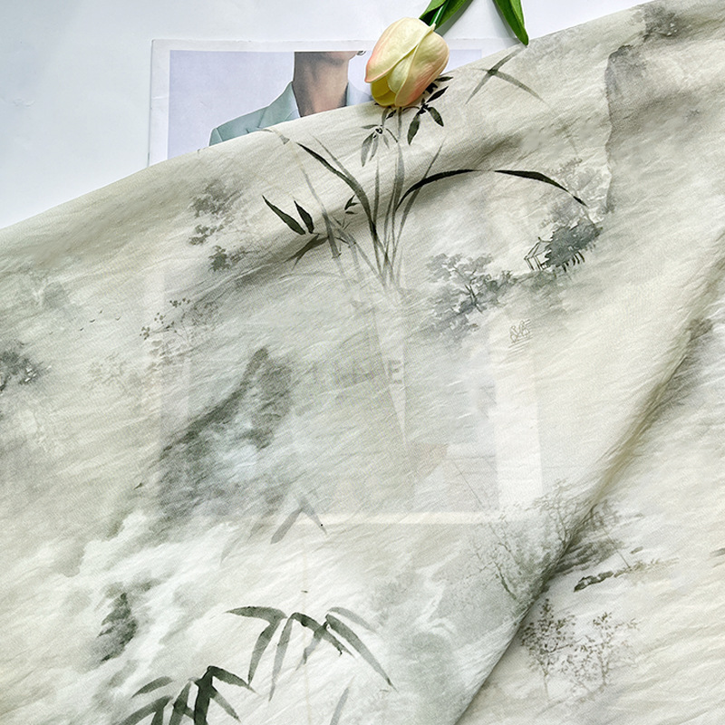 New Chinese Style Digital Printing Ink Orchid Brocade Cotton Fabric Ethnic Style Cheongsam Dress Top Han Dynasty Fabric