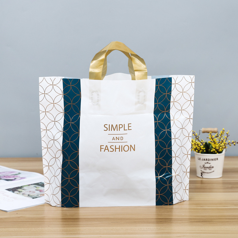 Spot Fashion Simple Striped Plastic Tote Bag High Definition Printing Quality Shoe Shop Shopping Packaging Bag Color Printing logo