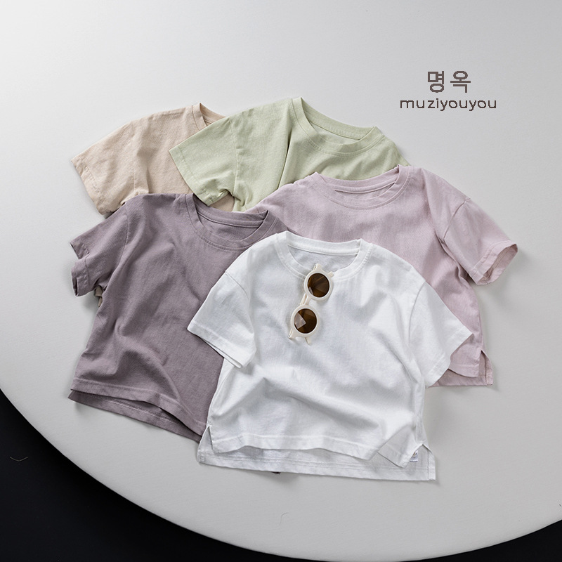 Summer dopamine ~ children's short sleeve thin basic versatile T-shirt 2025 new boys and girls baby Korean top children's clothing