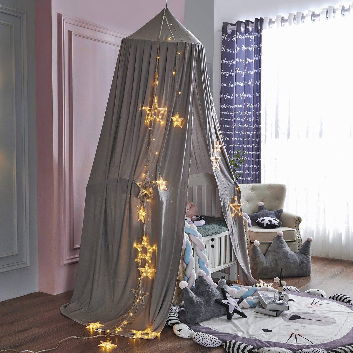Picture of Cross-border Exclusive for Amazon Dome Bed Curtain Nordic ins Style Children's Suspended Mosquito Net Bed Tent Blackout Bed Curtain