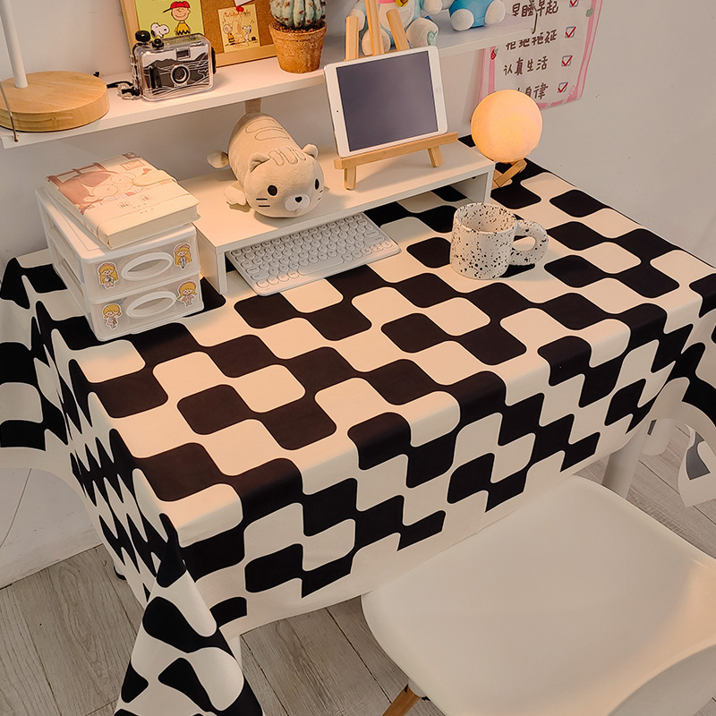 Picture of Checkerboard Tablecloth Ins Style Popular Photo Student Desk Dormitory Decoration Coffee Table Dustproof Picnic Stall Cloth