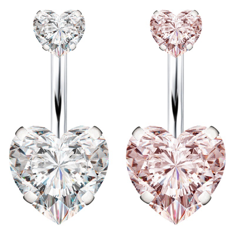 Up and down Peach heart zircon arc Rod belly button ring belly button nail cross-border e-commerce special Wholesale