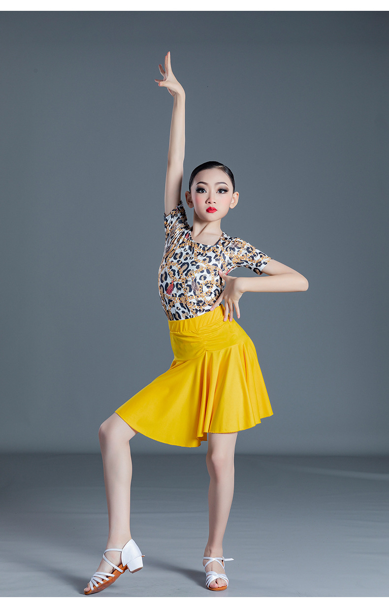Picture of 2022 New Children's Latin Dance Dress Girls' Dance Practice Costume Girls' Online Popular Autumn and Winter Latin Competition Grade Examination