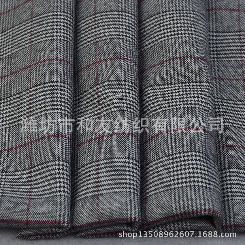Picture of Polyester viscose yarn-dyed elastic Plaid sanding 64% P 34% R 2% SP 230GSM sanding Plaid