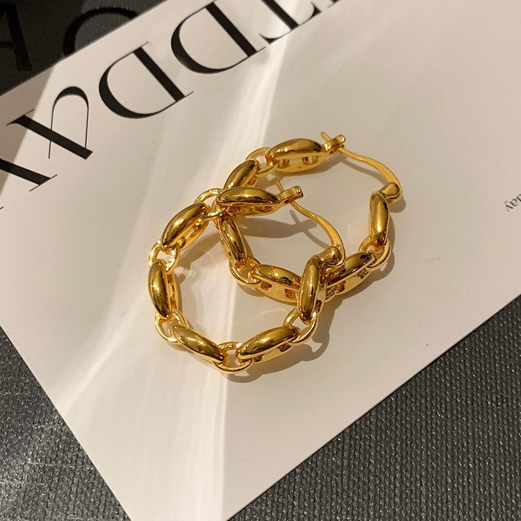 European and American Metal Style Pig Nose Chain Splicing Earrings for Women, Fashionable, Versatile, Light Luxury, High Quality Earrings, Jewelry Wholesale