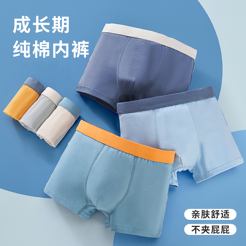 Picture of Boys' underwear boxer pure cotton youth solid color sports children's underwear male students Middle and big children antibacterial