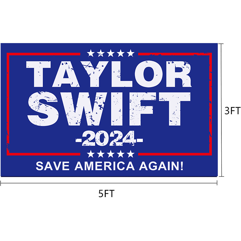 Regular 3x5ft Polyester 2024 USA Campaign Flag with Double Button Blue TAYLOR 2024 Election Flag
