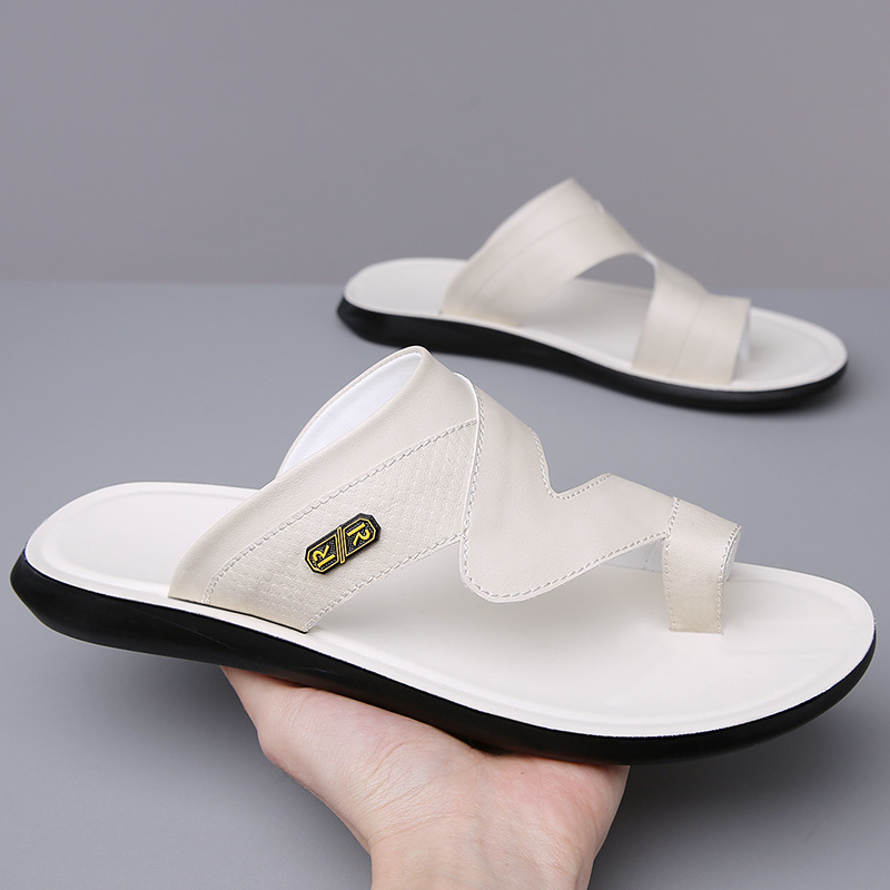 2025 New Temu Men's Leather Sandals Summer Wear-Resistant Non-Slip Breathable Lightweight Export Beach Shoes