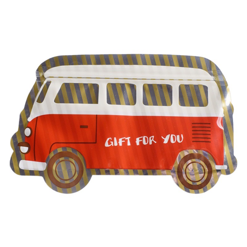 Special-shaped self-sealing bag packaging spot cute cartoon bus car shape gift creative self-sealing bag 10/bag