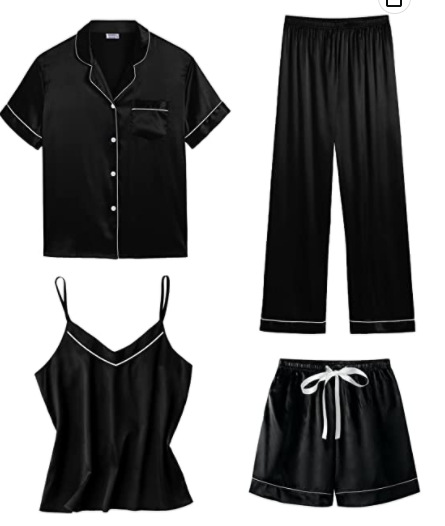 European and American Export Women's Home Wear Set, Fashionable Suspender Pajamas, Thin Four-Piece Set, Universal European and American Style for All Seasons