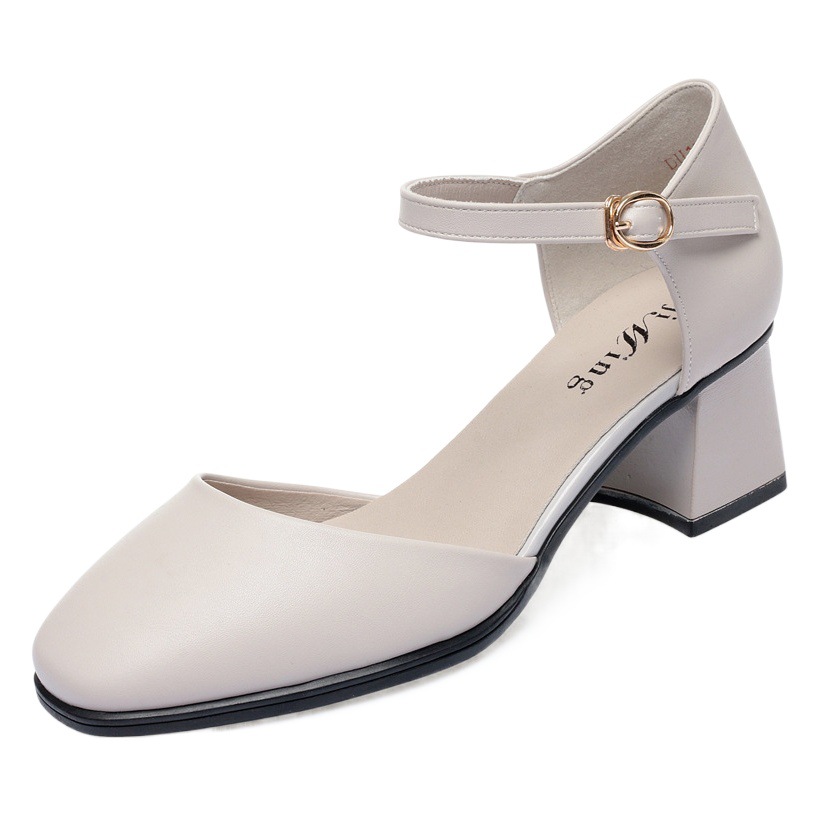 Summer Sandals Hollow Toe Black Work Shoes Square Toe Thick Heel Large Size Women's Shoes for Middle-aged and Elderly Moms Sandals