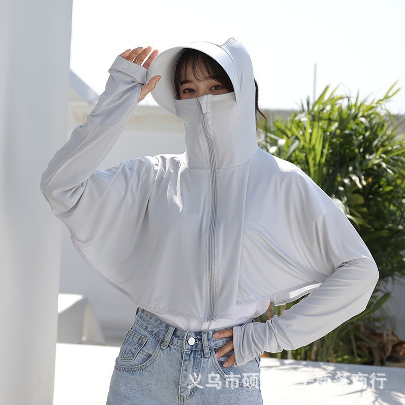 Picture of Ice Silk Sun Protection Clothing Women's Summer Thin UV Protection All-match Sun Protection Clothing Loose Sports Outdoor Hooded Coat Women