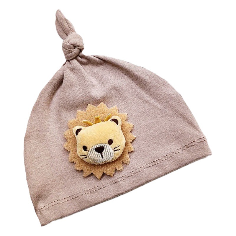 Ins Korean-style Newborn Baby Spring Chirp Cap Baby Chimney Door Cute Warm Lion Knot Hat June
