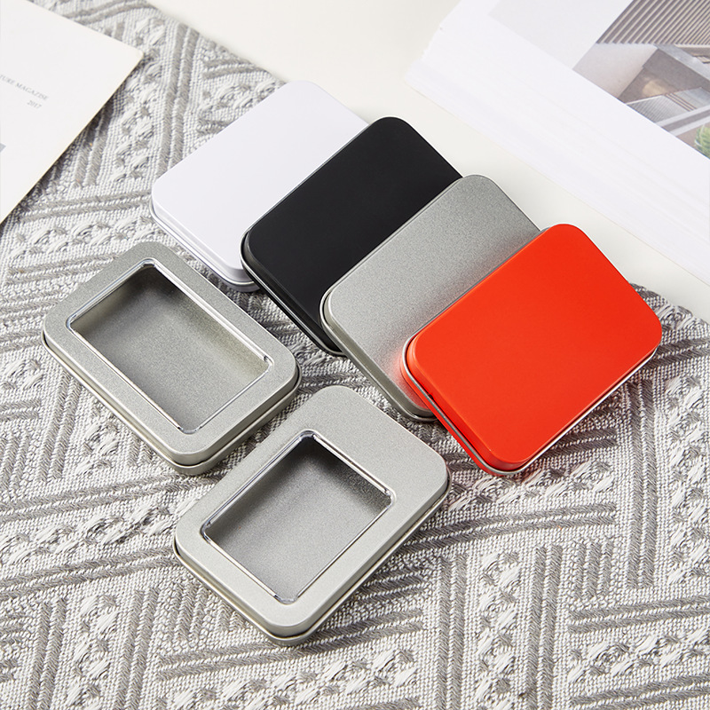 in stock Rectangular Matte Tinplate Box Mini silver Packaging Small Iron Box Hairpin Jewelry Poker Storage Iron Box