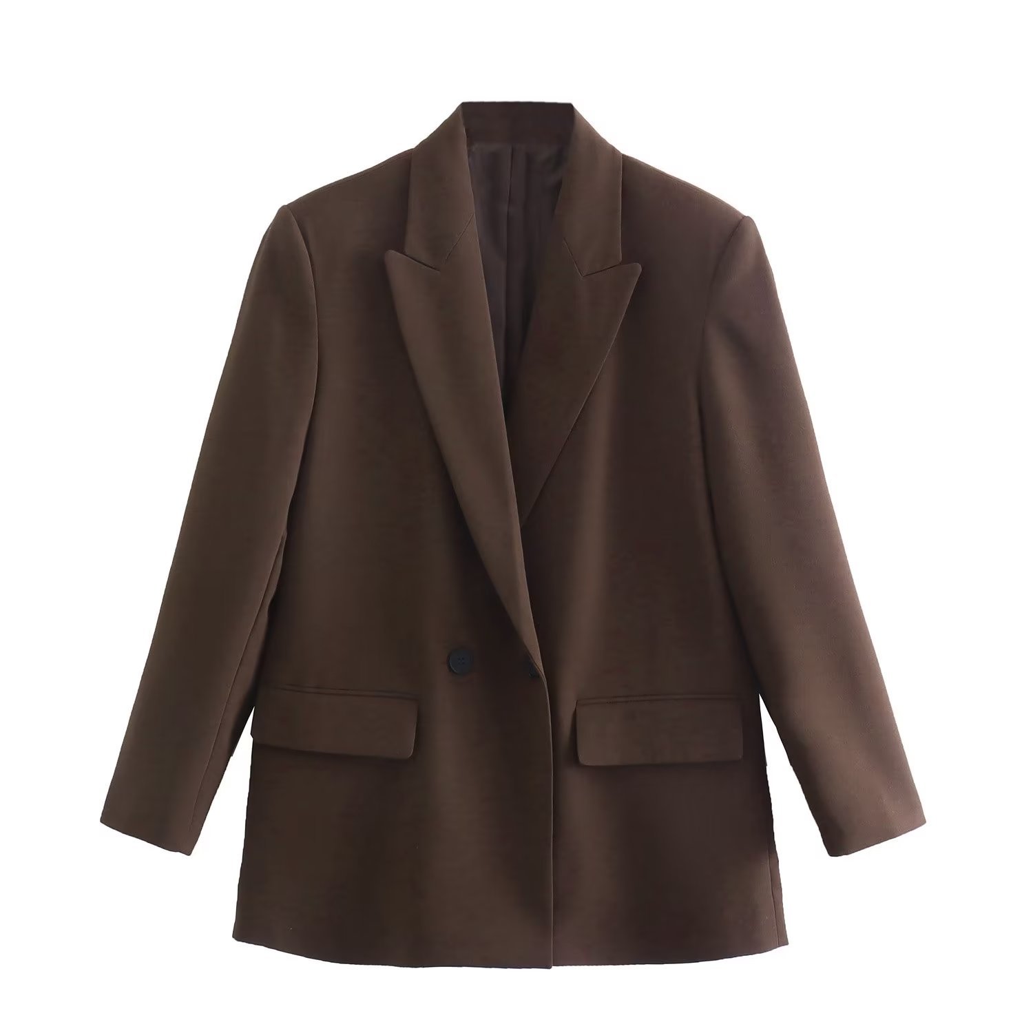 Picture of Fall 2023 new European and American cross-border Women's urban casual solid color straight loose double-breasted suit jacket