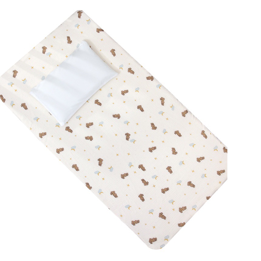 Crib Bed Cover Class A Kindergarten Children's Spliced Bed Cotton Fold Gauze Baby Bed Cover Set Baby Bed Sheet