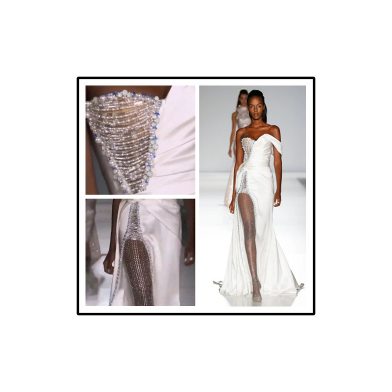 Summer Beaded Show Evening Dress Sexy Strapless Split Slimming Annual Party Long Dress High Waist Strapless Evening Dress