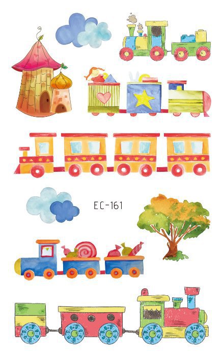 Picture of Children's Cartoon Transport tattoo Paper stickers Aircraft Ship Train Track Creative tattoo stickers
