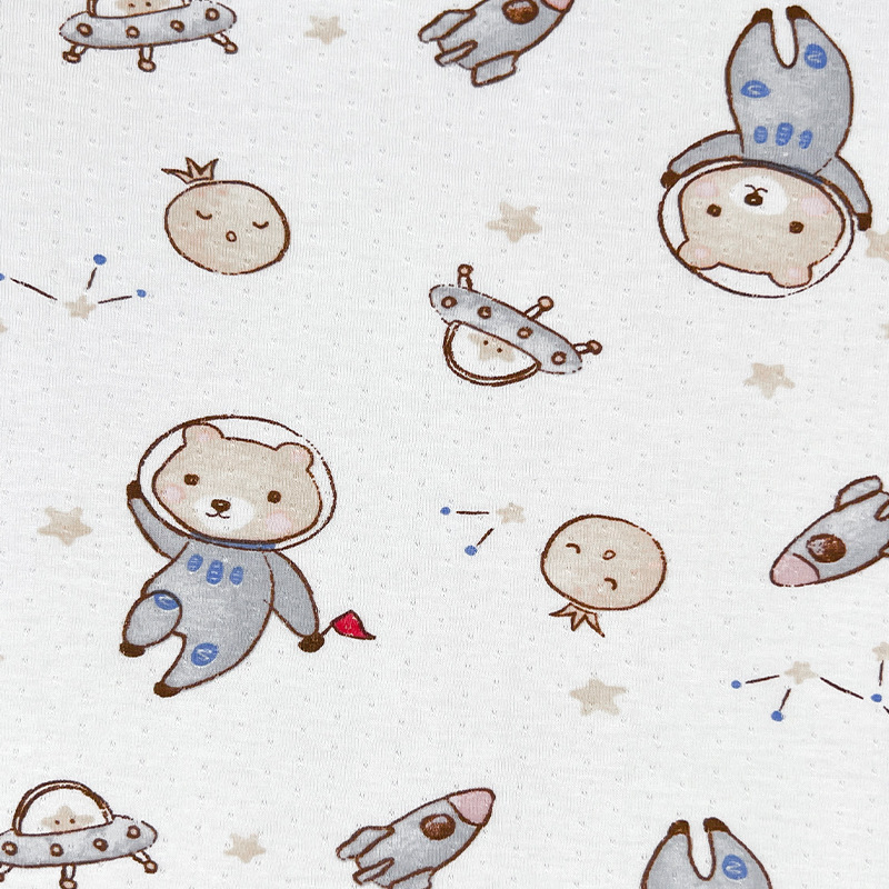 Picture of Bamboo Cotton Jacquard Printed Fabric Baby Summer Anti-Mosquito Jumpsuit Bamboo Fiber Fabric 70 Bamboo 30 Cotton Jersey