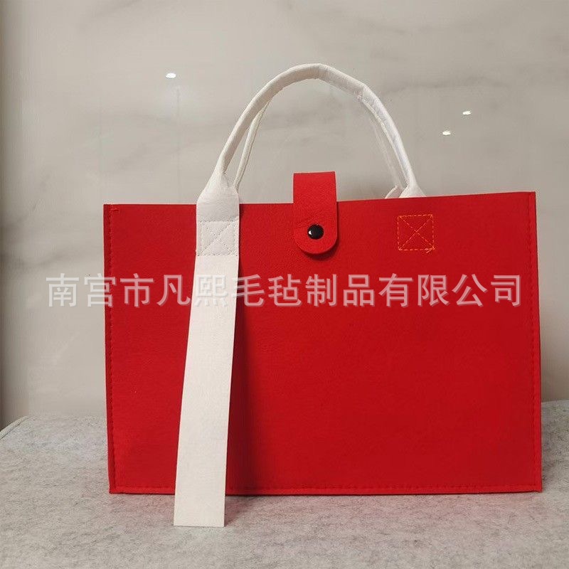 Picture of Manufacturer Wholesale Custom Logo New Ribbon Felt Bag Souvenir Gift Handbag Color-Blocked Ribbon Tote Bag