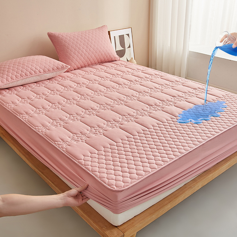 Picture of Class A water-washed cotton-padded waterproof bed hat Simmons mattress anti-slip urine-proof protective cover dust-proof bedspread three-piece set