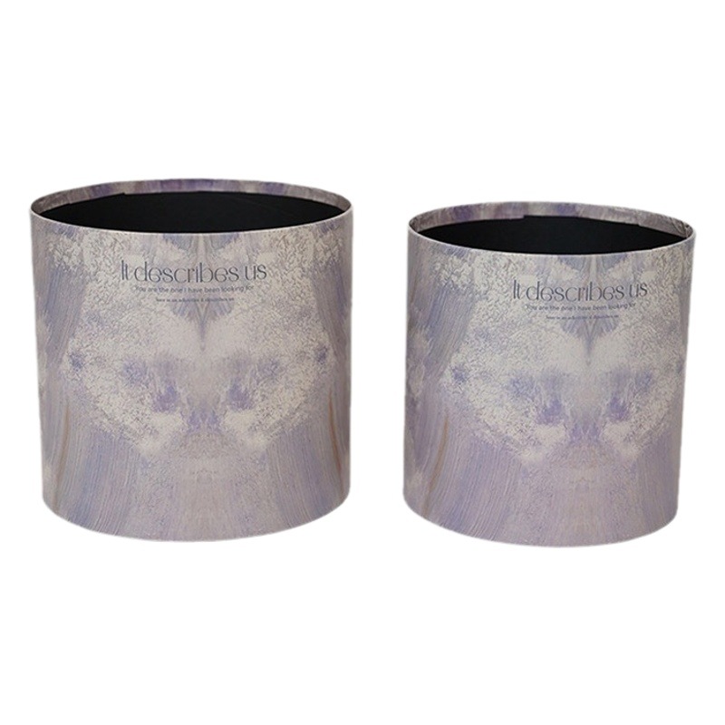 Tanabata Flower Gift Box Plum Purple Sauce Marble Flower Box Hugging Bucket Flower Arrange Bucket Flower Shop Flower Set Square Box Wholesale
