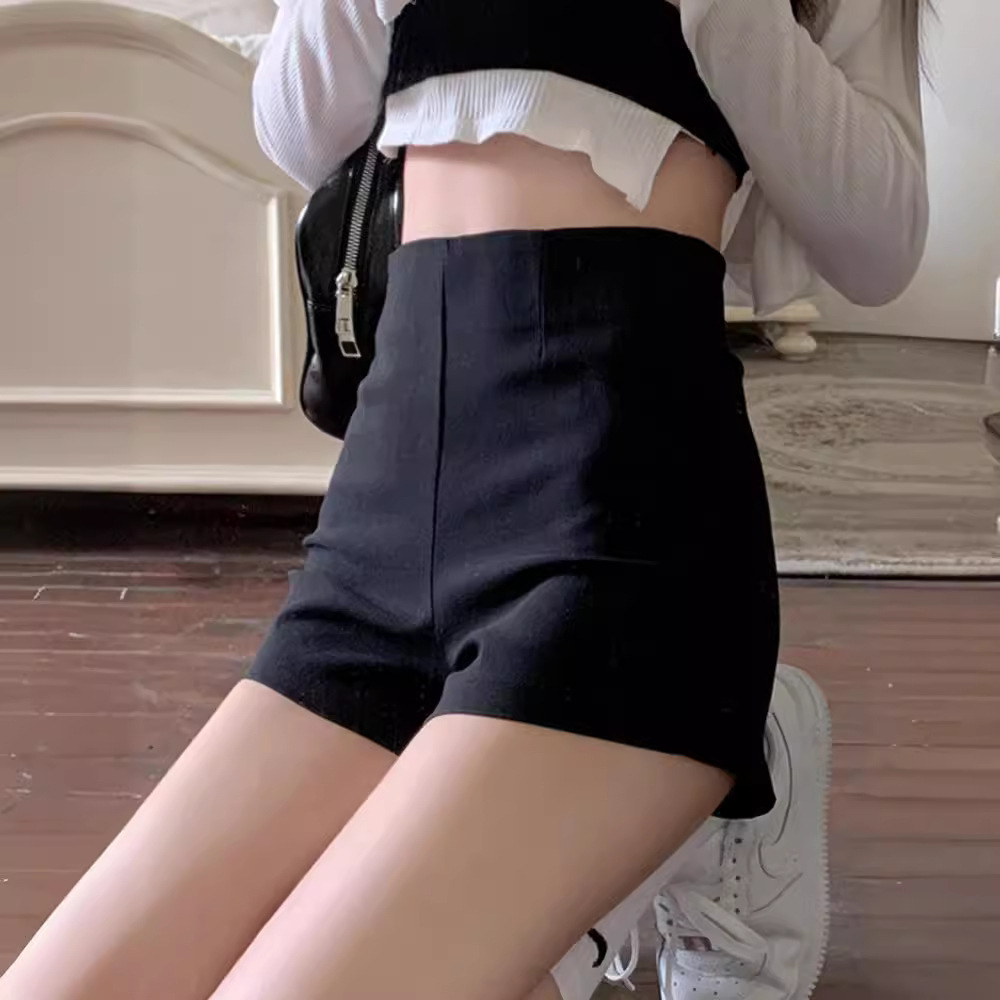 Black Bottoming Shorts Summer Women's Outer Wear Anti-running Safety Pants Disappearing Pants Hot Girls High Waist A- shaped Shorts Small