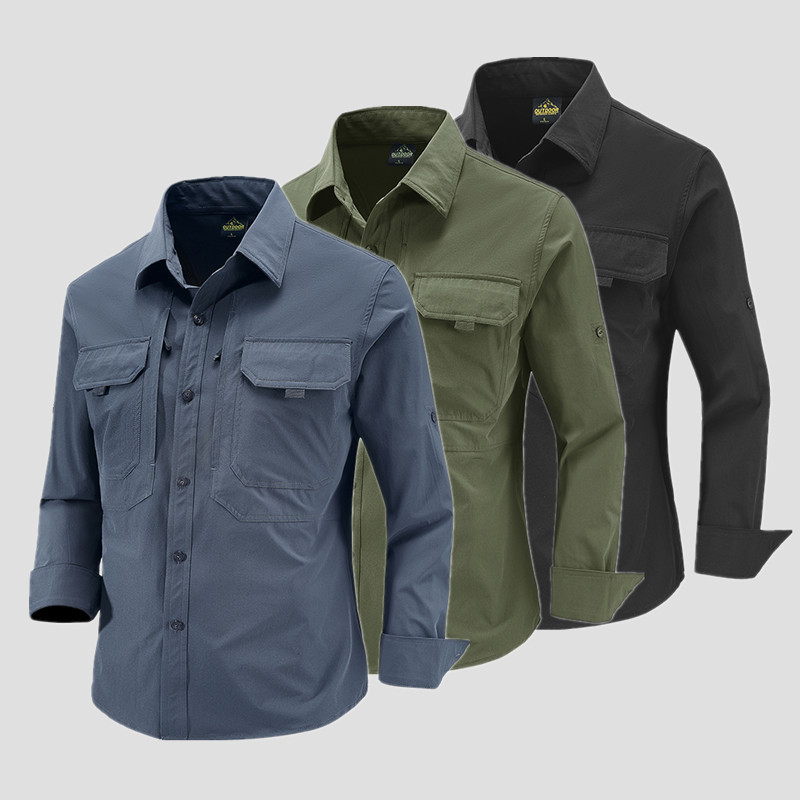 Summer Stretch Quick-drying Long-sleeved Shirt Men's Outdoor Breathable Loose Business Military Workwear Shirt Workwear Manufacturers