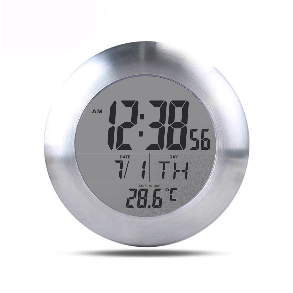 Cross Border BALDR Waterproof Temperature Bathroom Clock English Electronic Digital Clock Fashion Hotel Round Wall Clock