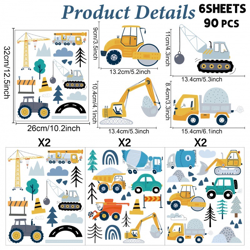Picture of Cross-border Car Wall Stickers Bohemia Style Transportation Kindergarten Kidsren's Room Bedroom Decoration Cartoon Wall Stickers