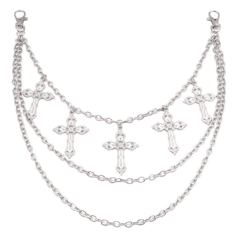 European and American cross-border jewelry retro multi-layer cross pendant waist chain pants metal accessories sweet cool hot girl wholesale