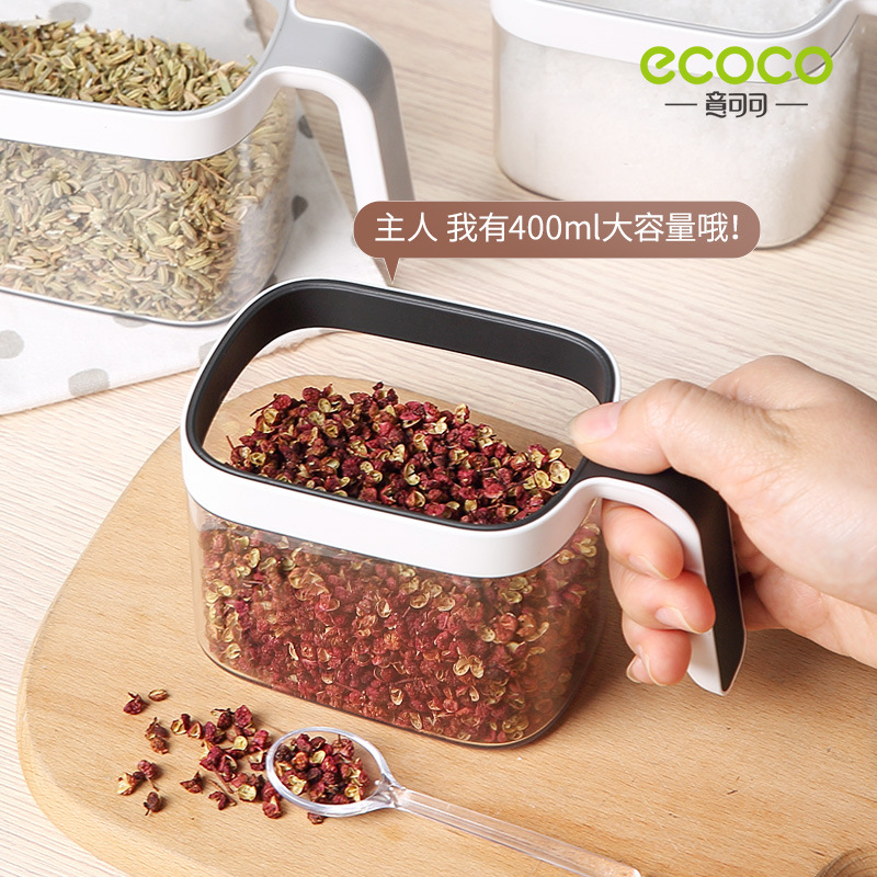 Picture of Ecoco Italian Cocoa Seasoning Box suit Wall-Mounted Punch-Free Household Kitchen Storage Rack Modular Seasoning Box