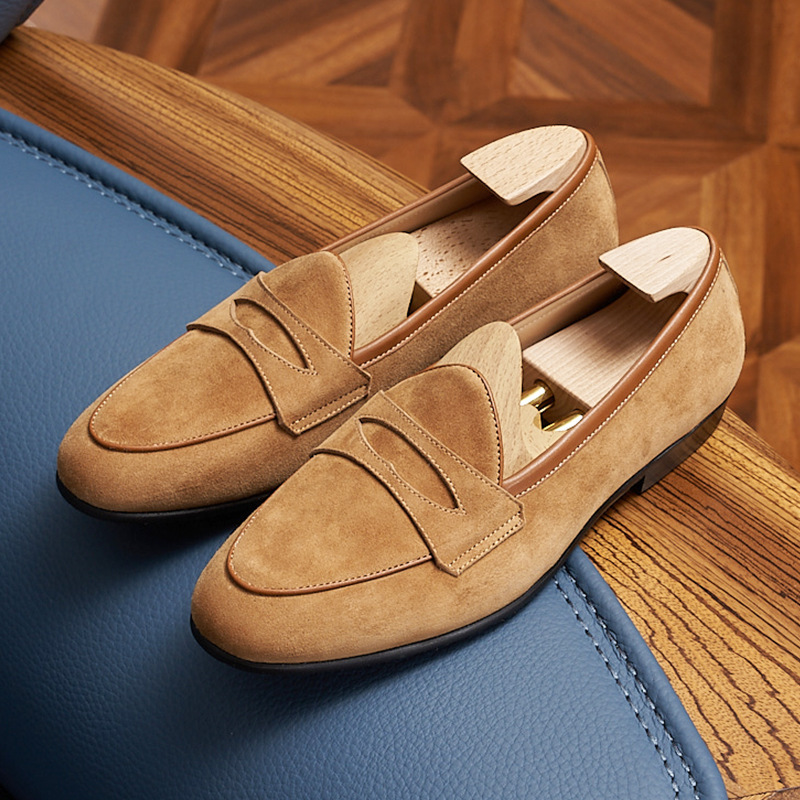 Anti-Velvet Frosted Men's Loafers Breathable All-Match Slip-on Lazy Men's Shoes Flat Lightweight Handmade Loafers