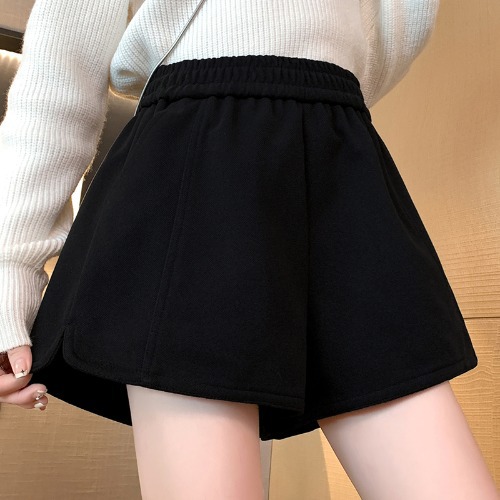 Woolen Shorts Women's Small Fall/Winter 2024 New Arrival A- Shaped Wide-Leg Pants Wear Leggings High Waist Boots Pants