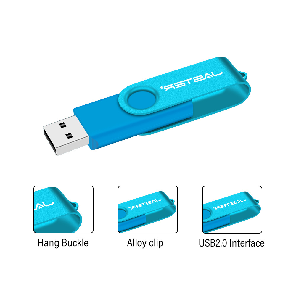 Picture of Plastic color USB flash drive laser diy engraving U disk creative commemorative gift silver clip rotating 64G waterproof U disk