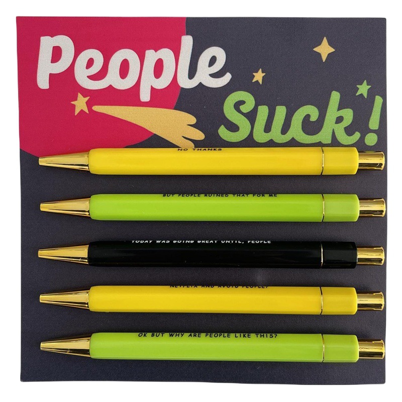 People suck 5 Pens paper card suit rotten ballpoint pen suit scum press ballpoint pen suit