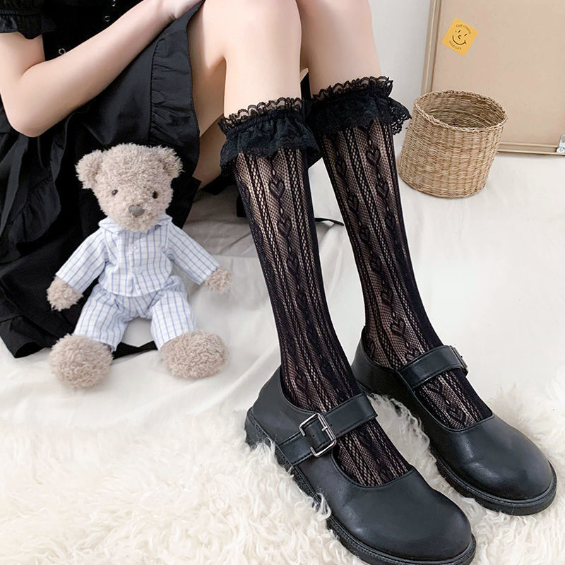 JK Long Stockings White Lace Lace Calf Stockings Women Lolita Lolita Knee High Socks Mid-Tube Stockings