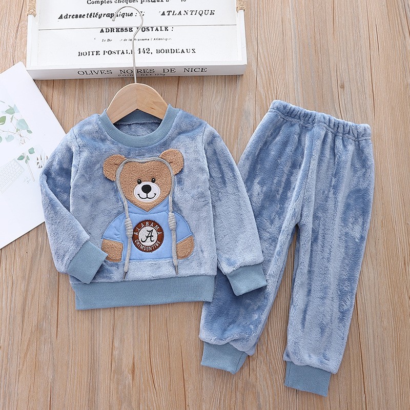 Picture of Baby Winter Pajamas Set 2025 New Baby Kidsren's Clothing Boys and Girls Autumn and Winter Flannel Home Clothes Trendy