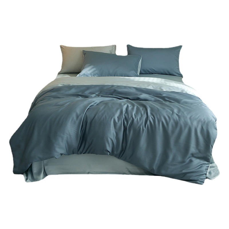 100S Solid Color Tencel Four-Piece Summer Lyocell Ice Silk Sheets and Fitted Sheets Simulated Silk Bedding Wholesale