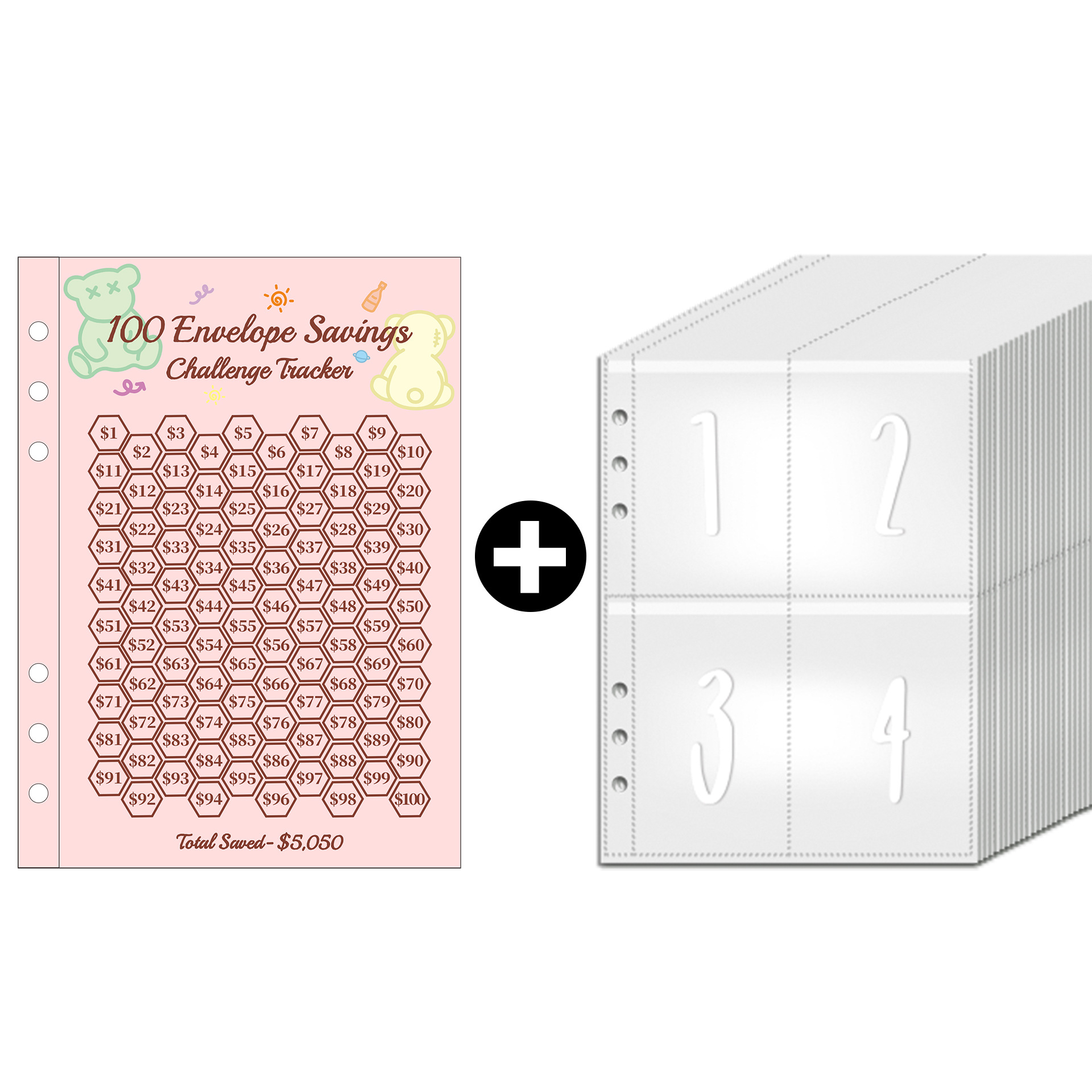 Picture of 100EnvelopeChallenge magic color macaron loose-leaf couple envelope challenge saving money book