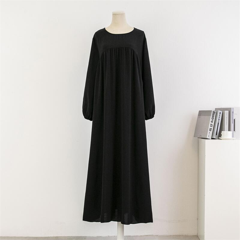Picture of Cross-border Foreign Trade Muslim Loose plus size Long-sleeved Solid Color Pullover Robe Skirt Over-the-knee Long Skirt dress