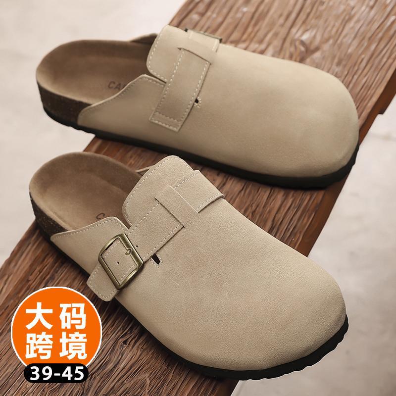 Non-Slip Closed-Toe Clogs for Men with Cork Heel, Lazy Slip-On Retro Summer Birkenstock Style for Outdoor Wear